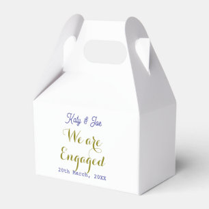 We are Engaged purple gold name date elegant simpl Favor Box