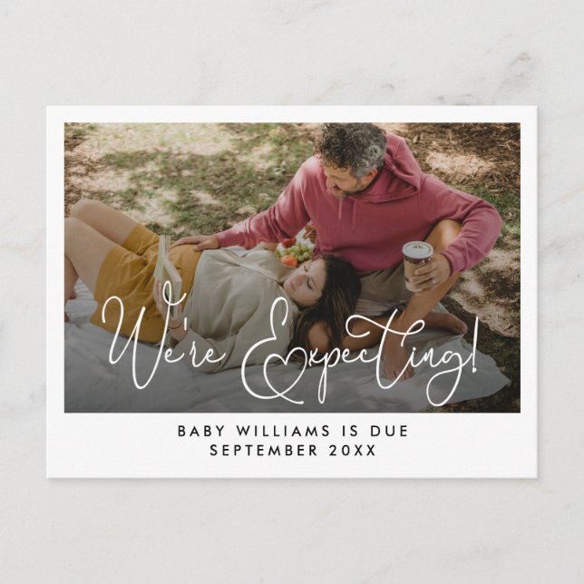 We Are Expecting Photo Pregnancy Announcement Postcard (Front)