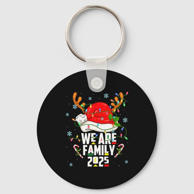 We Are Family 2025 Black Christmas Tree Santa Pjs  Keychain (Front)