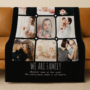 We Are Family Custom Text 9-Photo Collage Fleece Blanket