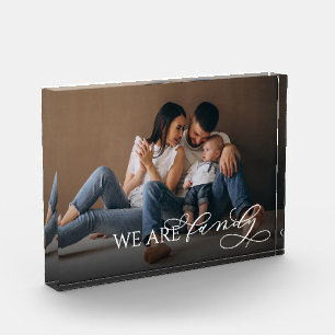 We Are Family Elegant Handwritten Script Photo Block