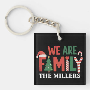 We Are Family Personalized Christmas Family Couple Keychain