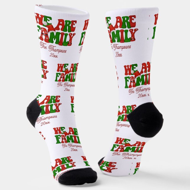 We Are Family Personalized Matching Christmas 2024 Socks (Angled)