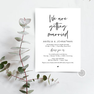 We are getting married, Elopement Dinner Dancing Invitation