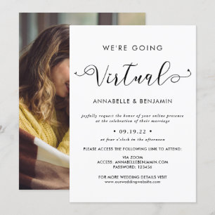 We Are Going Virtual Wedding Photo Announcement