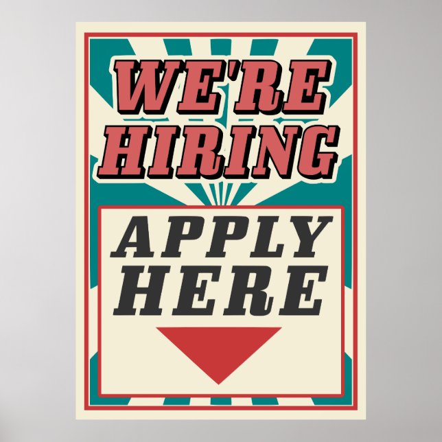 We are hiring apply here poster vintage retro (Front)
