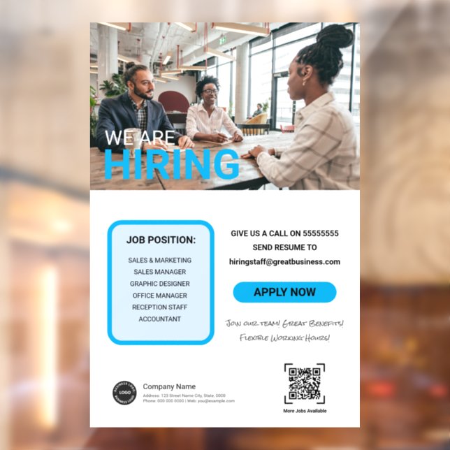 We Are Hiring Join Our Team Custom BUSINESS logo Window Cling (Sheet 2)
