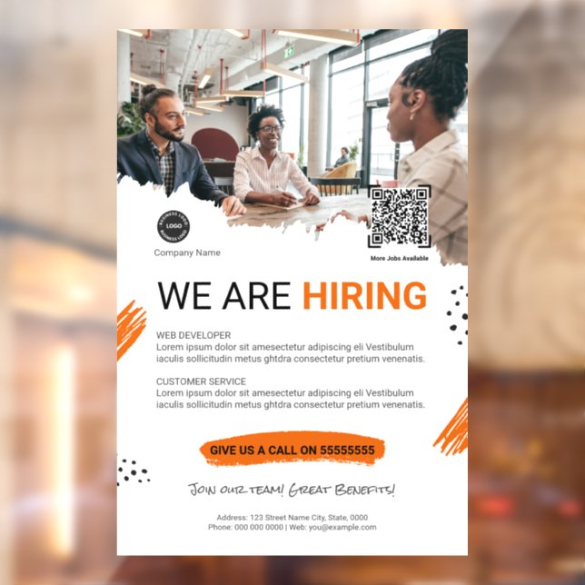 We Are Hiring Staff Custom BUSINESS logo Window Cling (Sheet 2)