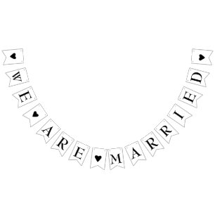We Are Married Rustic Cute Wedding Bunting Flag