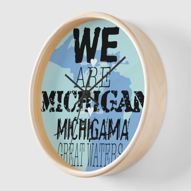 We Are Michigan Michigama Great Waters Wall Clock (Angle)