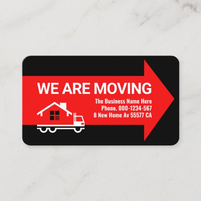 WE ARE MOVING Business Location Card (Front)