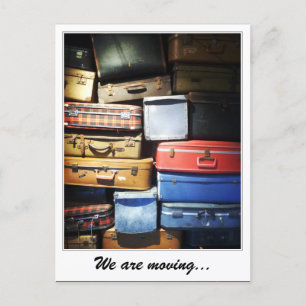 We Are Moving Stack of Suitcases Announcement Postcard