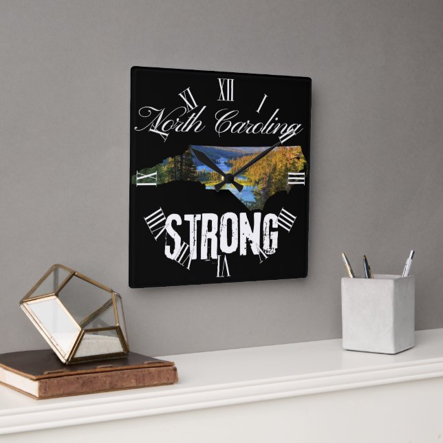  We Are North Carolina Strong Square Wall Clock (Office)