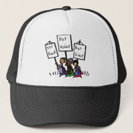 We are not racist, violent, or silent! trucker hat