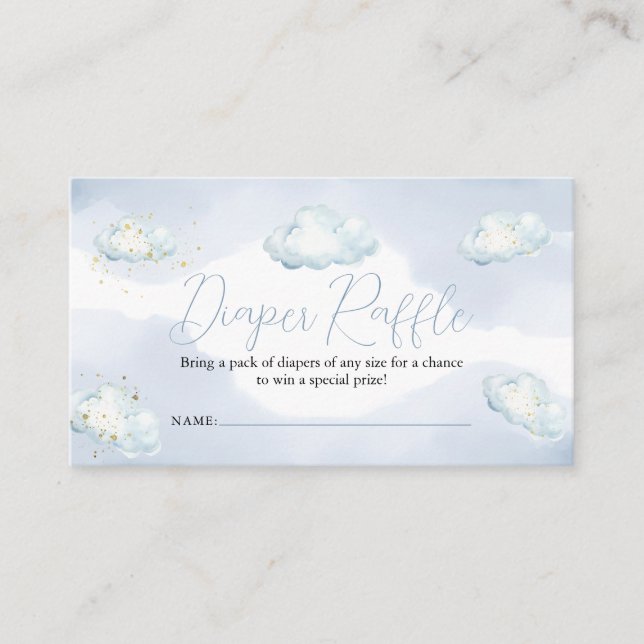 We Are On Cloud Nine Baby Shower Diaper Raffle Enclosure Card (Front)