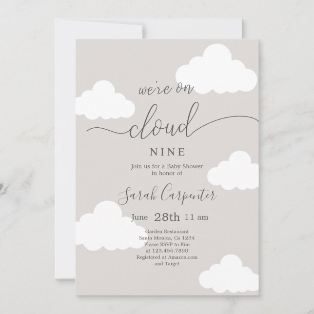 We are on Cloud Nine Baby Shower Invitation (Front)