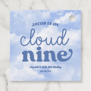 We Are On Cloud Nine Blue 9th Ninth Birthday Party Favour Tags
