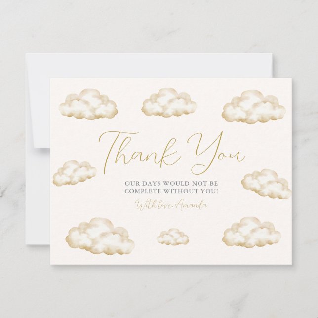 We Are On Cloud Nine Blue Baby Shower Thank you Card (Front)