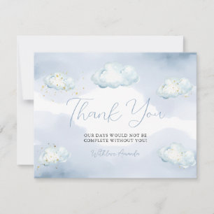 We Are On Cloud Nine Blue Baby Shower Thank you Card