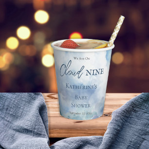 We Are On Cloud Nine Blue Boy Baby Shower Paper Cups