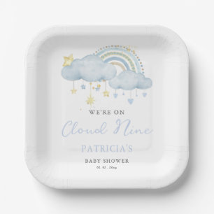 We are on Cloud Nine Boy Baby Shower  Paper Plate