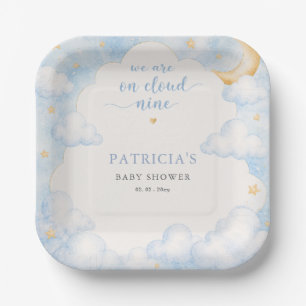 We are on Cloud Nine Boy Baby Shower  Paper Plate