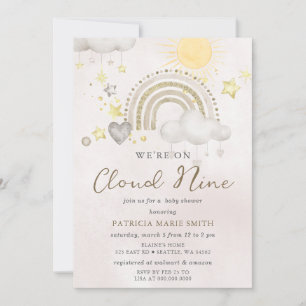 We are on Cloud Nine Gender Neutral Baby Shower  Invitation