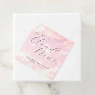 We Are On Cloud Nine Pink Clouds Baby Shower Favour Tags