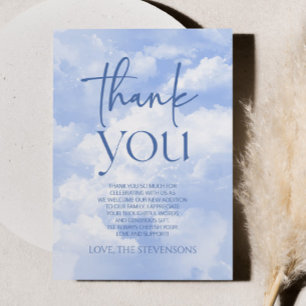 We Are On Cloud Nine Sparkle Clouds Baby Shower Thank You Card
