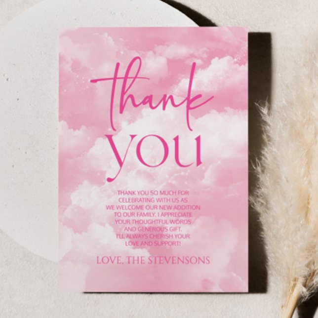 We Are On Cloud Nine Sparkle Clouds Baby Shower Thank You Card (Creator Uploaded)