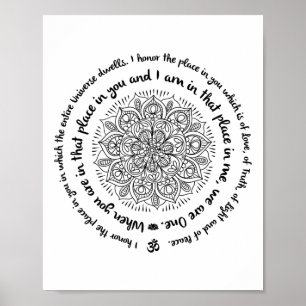 We Are One Namaste Happy Zen Yoga Meditation Manda Poster