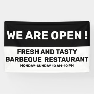 We are Open Sign in Black and White 