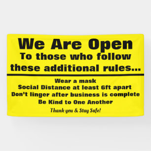 We Are Open Sign with additional rules