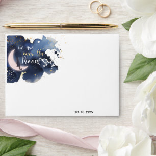 We are over the moon baby shower blue envelope