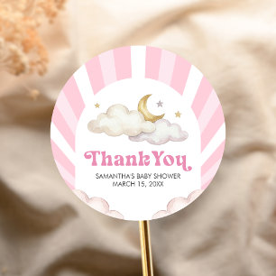 We are Over the Moon Baby Shower Classic Round Sticker