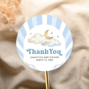 We are Over the Moon Baby Shower Classic Round Sticker