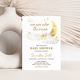 We are Over the Moon Baby Shower Invitation