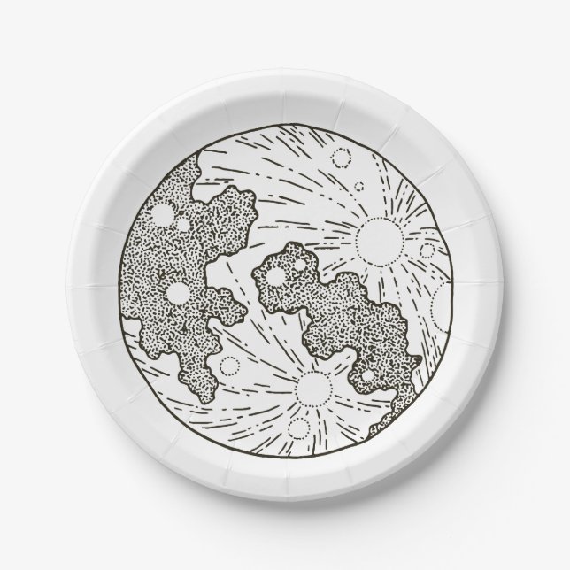 We Are Over The Moon Baby Shower  Paper Plate (Front)