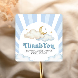 We are Over the Moon Baby Shower Square Sticker