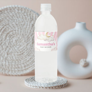 We are Over the Moon Baby Shower Water Bottle Label
