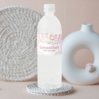 We are Over the Moon Baby Shower Water Bottle Label
