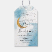 We Are Over The Moon Blue Gold Baby Shower  Gift Tags (Front)