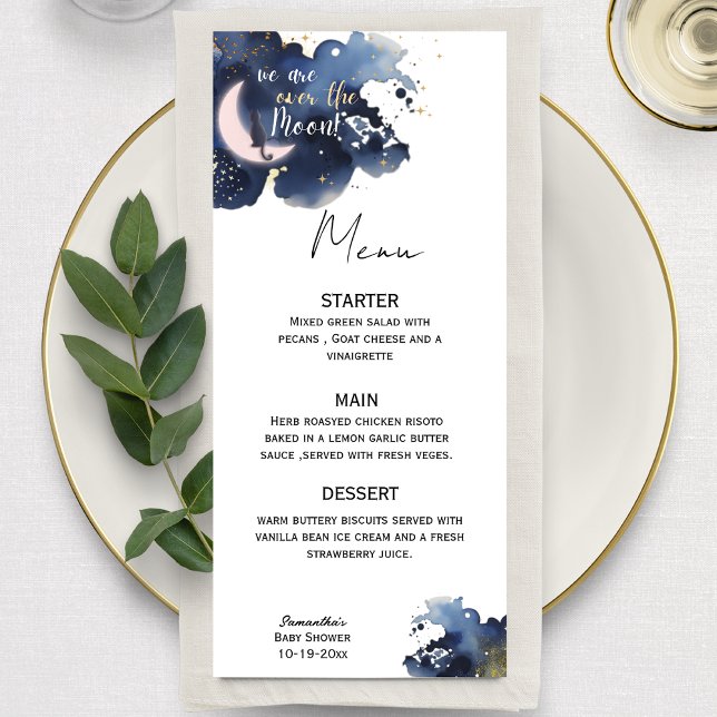 We are over the Moon Rustic baby shower Menu (Creator Uploaded)