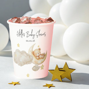 We Are Over The Moon Teddy Bear Baby Shower Paper Cups