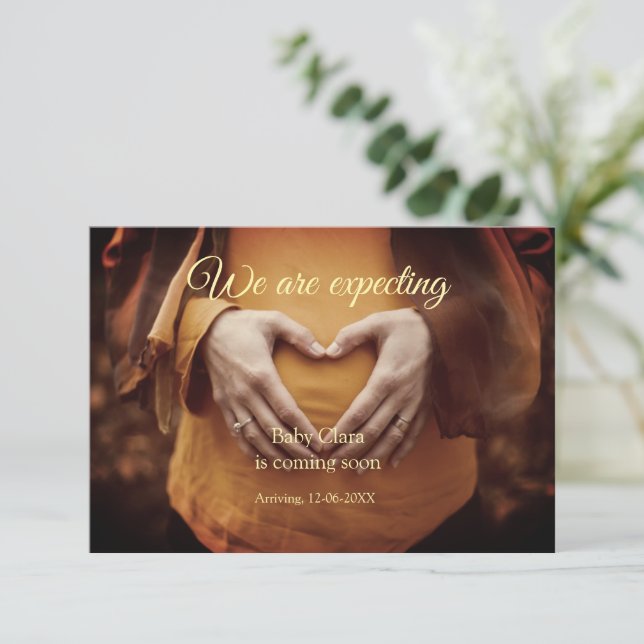 we are pregnant add baby name date pregnancy  announcement (Standing Front)