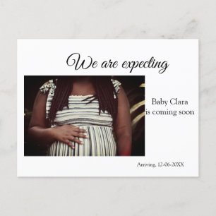 we are pregnant add baby name date pregnancy  postcard