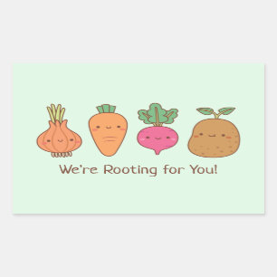 We Are Rooting For You Root Vegetables Pun Sticker