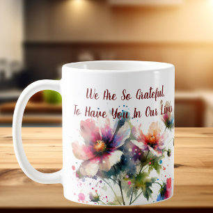 We Are So Grateful Floral Design Coffee Mug