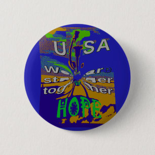 We are stronger together funny USA Hope pattern de 2 Inch Round Button