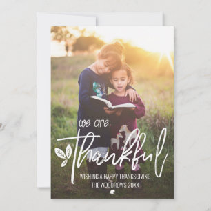 "We are thankful" Thanksgiving Photo Custom Holiday Card